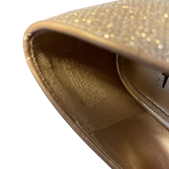 Fioni Night Gold Glitz Heels-Pointy Toe-3 inch Heel - Great Condition-Size 6.5 - Picture 5 of 10